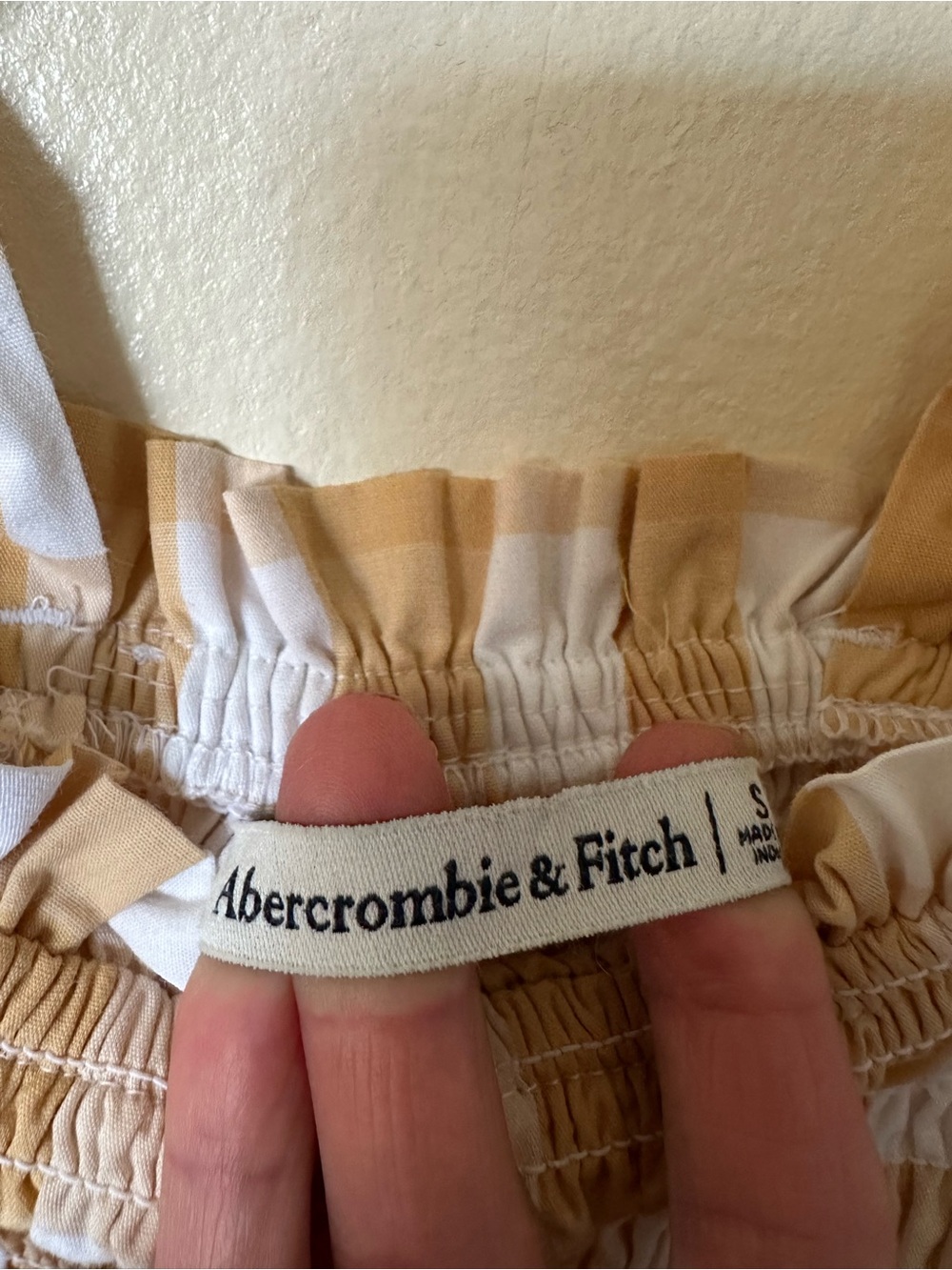 Abercrombie & Fitch Yellow Gingham Smocked Maxi Dress S - Picture 6 of 16